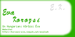 eva korozsi business card